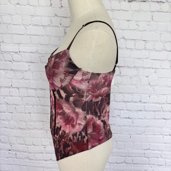FREE PEOPLE Brown Night Rhythm Printed Corset-Style Floral Bodysuit--NWT--L - Picture 6 of 16
